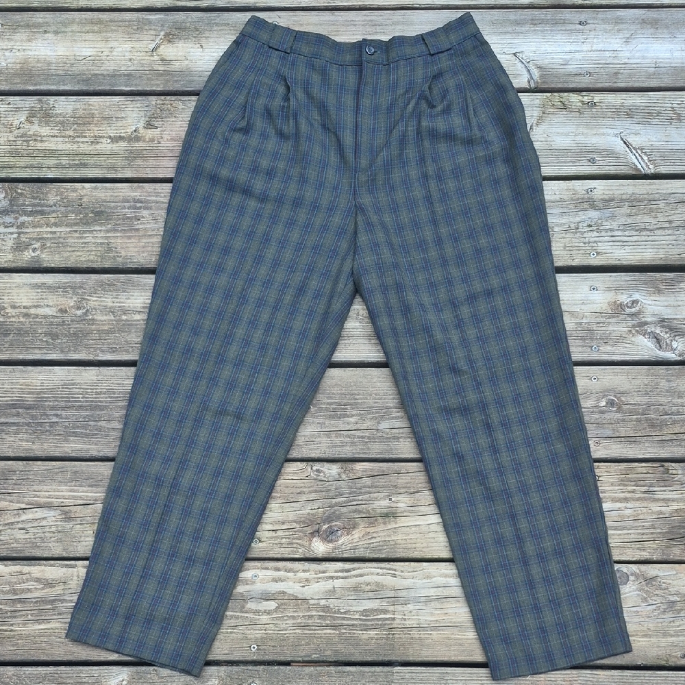 Vintage Checkered Pants - Green And Purple